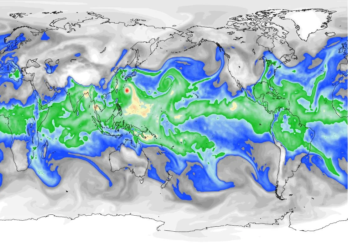 Global forecast of precipitable water in the atmosphere.